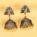 Imeora Oxidised Silver Peacock With Jhumki Earrings