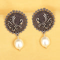 Imeora  Stud With Peacock And Pearl Hanging Earrings