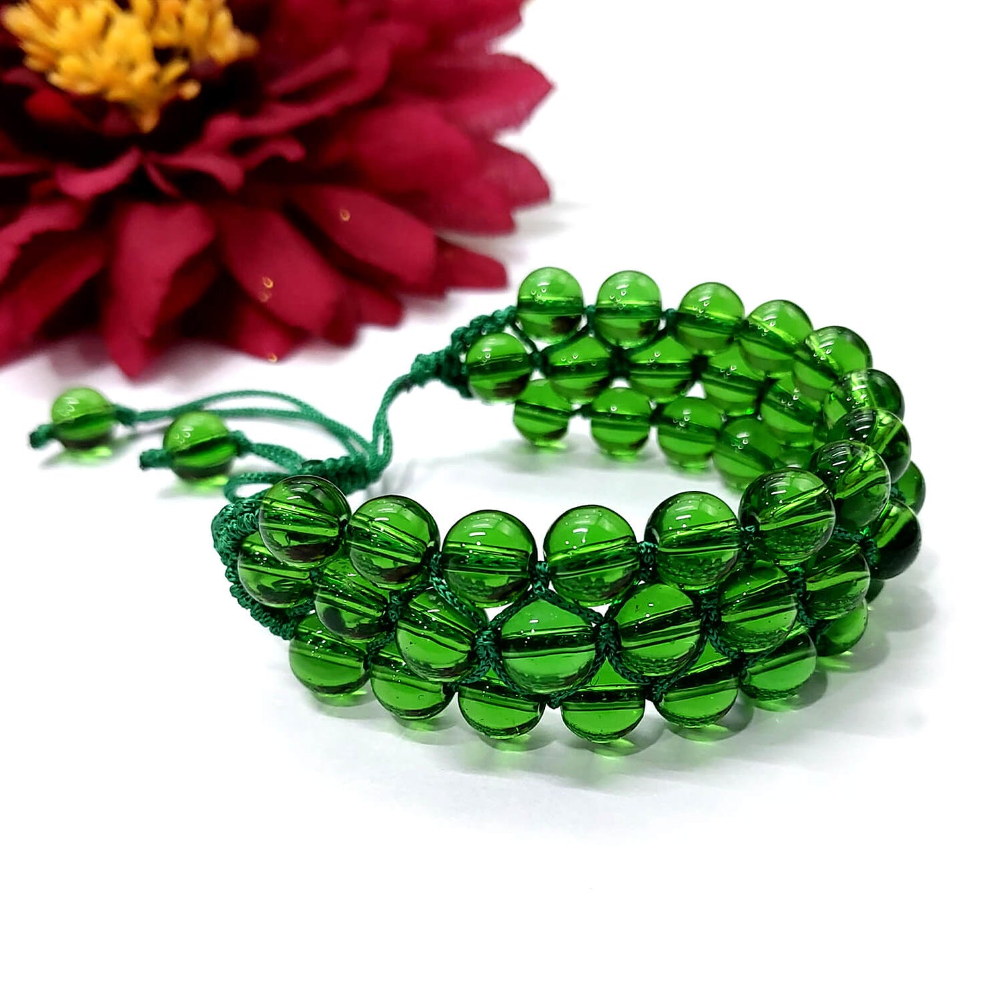 Three Layer Handmade Adjustable Bracelet 8mm Beads