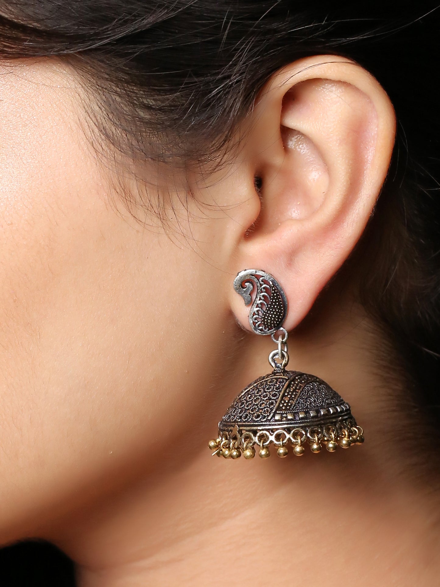 Imeora  Dual Tone Stud With Jhumka