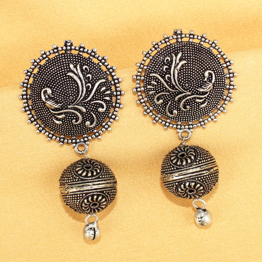 Imeora  Stud With Peacock And Ball Hanging Earrings