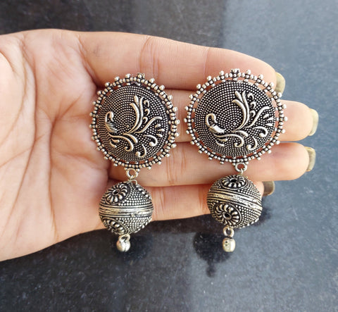 Imeora  Stud With Peacock And Ball Hanging Earrings