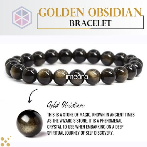 Certified Golden Obsidian 8mm Natural Stone Bracelet