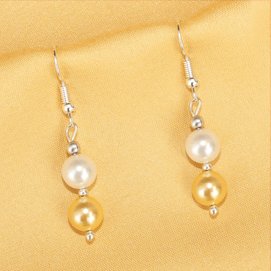 Golden White Pearl Earring