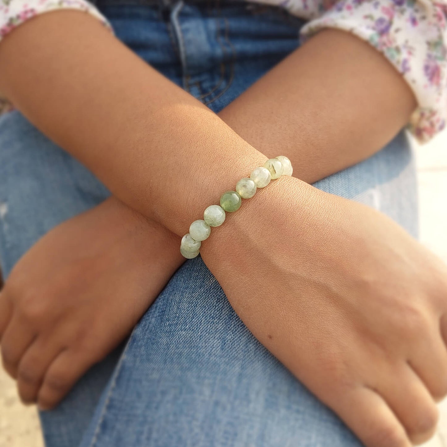 Certified Premium Prehnite 8mm Natural Stone Bracelet