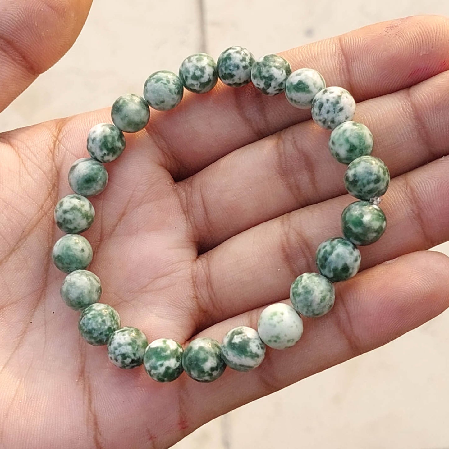 Certified Green Jasper 8mm  Natural Stone Bracelet