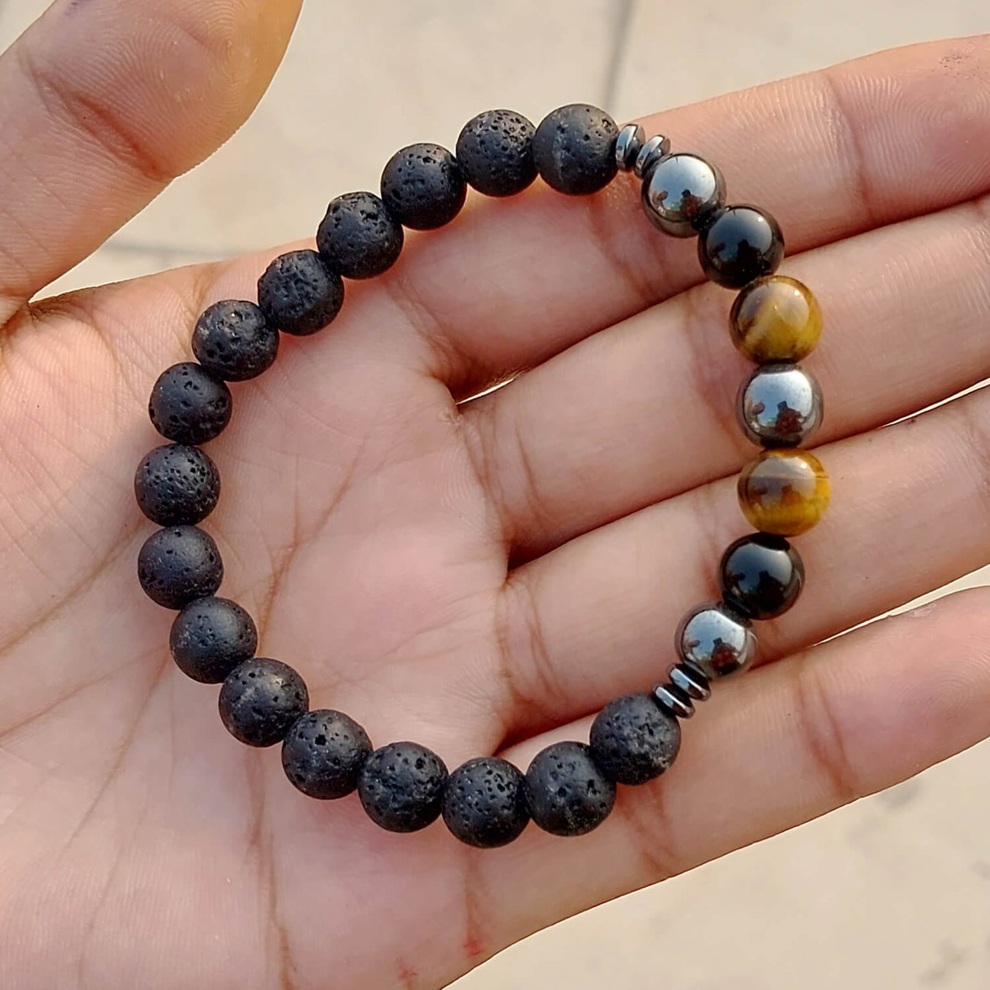 Certified Triple Protection 8mm Bracelet With Lava Stone