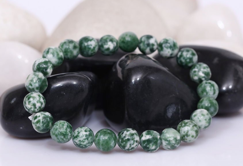 Certified Green Jasper 8mm  Natural Stone Bracelet