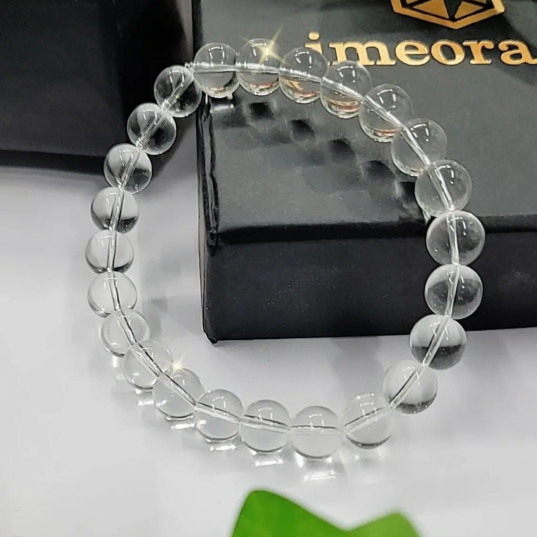 Certified Clear Quartz 8mm Natural Stone Bracelet