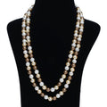 Imeora Tripple Color Chocolate Cream White 8mm Double Line Shell Pearl Necklace