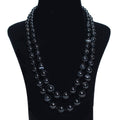 Imeora Knotted Black Agate Graduation Double Line Necklace With 8mm Earrings