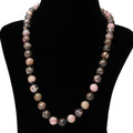 Imeora Hand Knotted Rhodonite 10mm Natural Stone Necklace