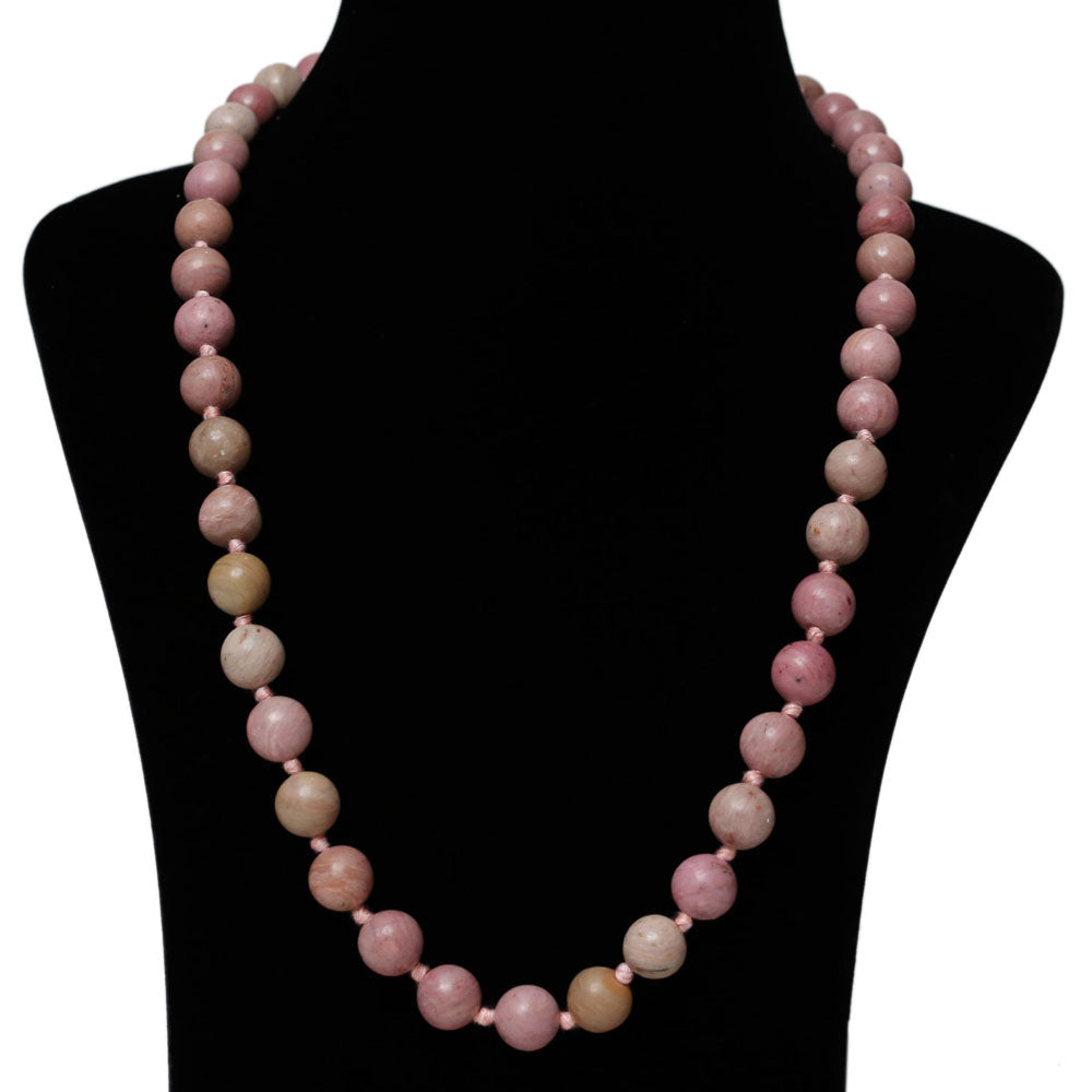 Imeora Hand Knotted Rhodochrosite 10mm Natural Stone Necklace