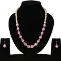 White Pearl Necklace With Pink Monalisa 