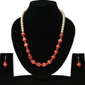 White Pearl Necklace With Red Monalisa