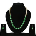 White Pearl Necklace With Green Monalisa 