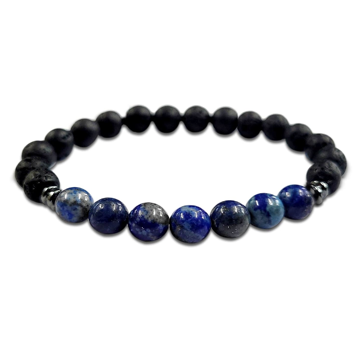 Certified Lapis Lazuli 8mm Bracelet With Lava Stone