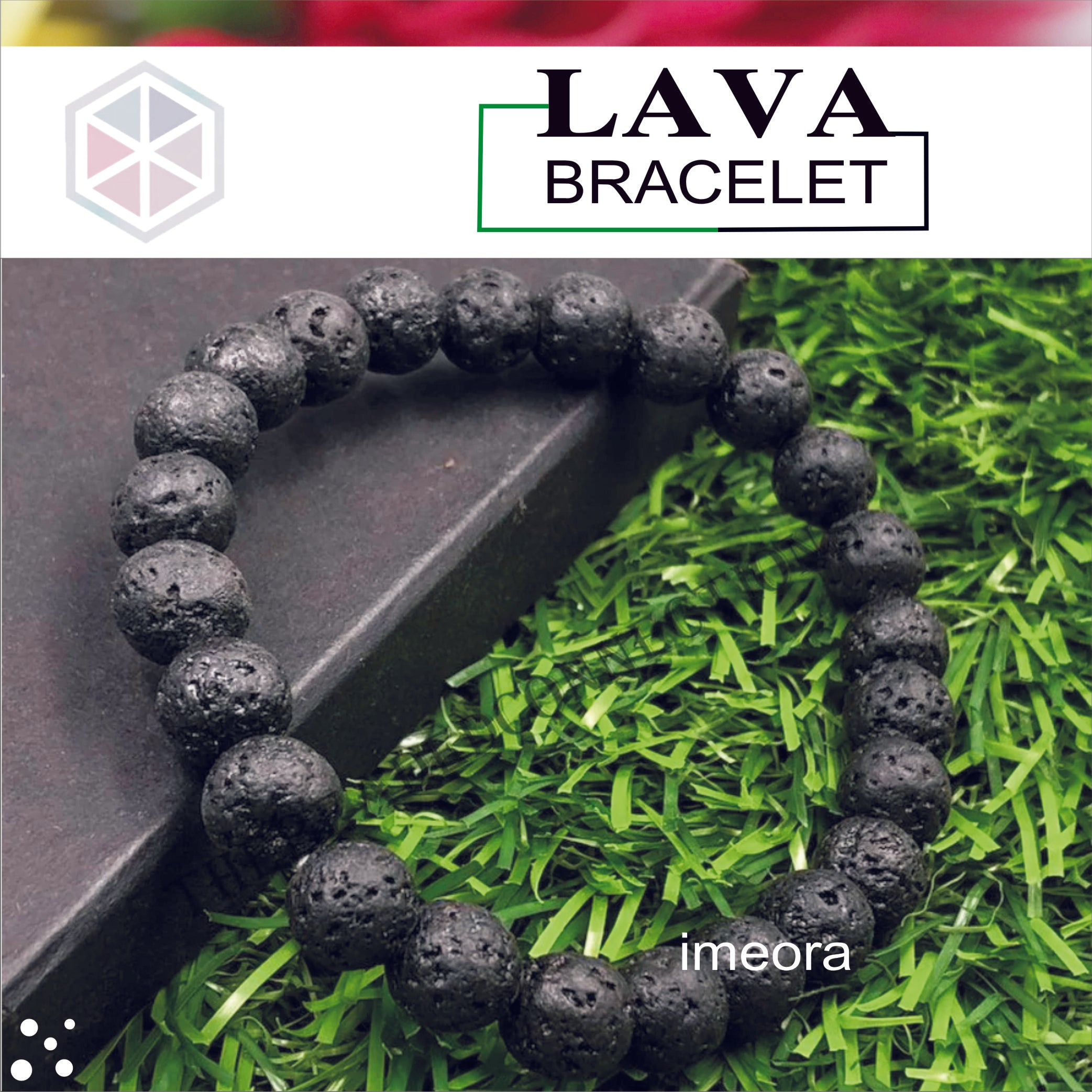 Black Lava Unisex Bracelet with Metal Spacer  Trishonacom