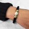 Green And White Shell Pearls Bracelet With 8mm Black Beads
