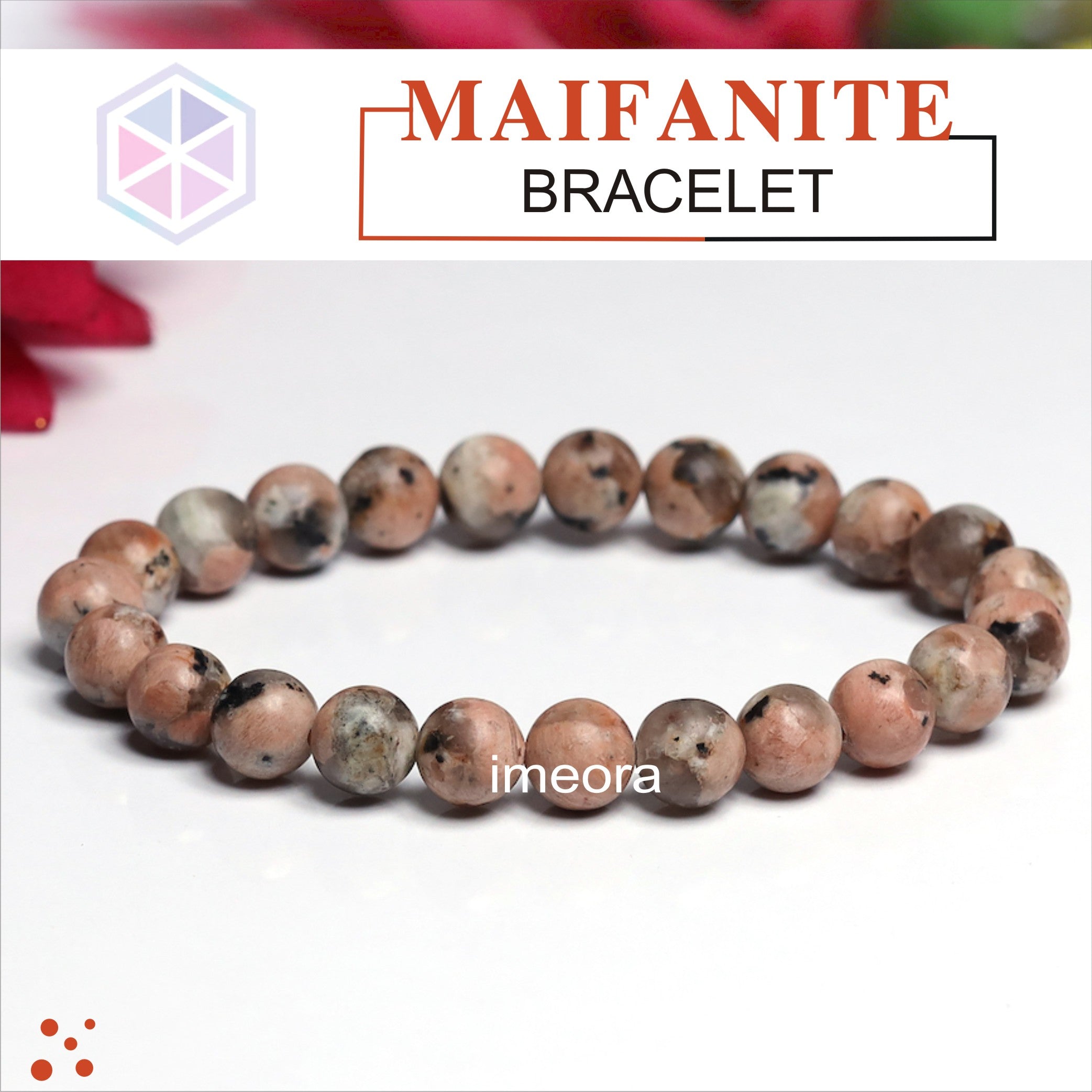 Life® Bracelet in Natural Stones 8mm and Stainless Steel Very Resistant  Elastic Wire With or Without Explanatory Sheet 