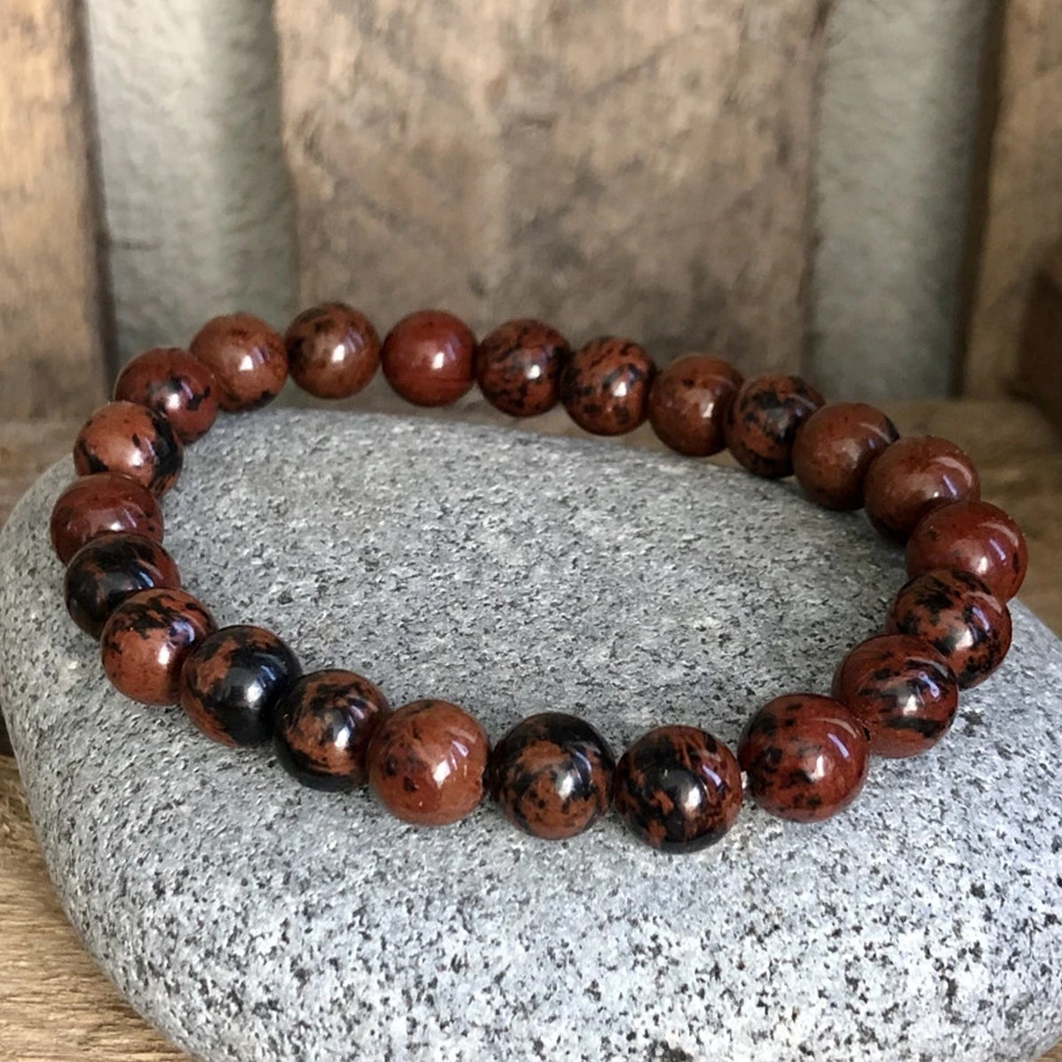 Certified Mahogany Obsidian 8mm Natural Stone Bracelet