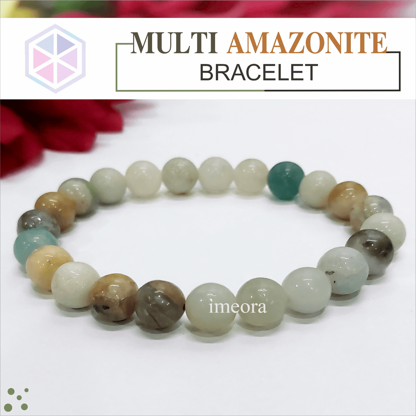 Certified Multi Amazonite 8mm Natural Stone Bracelet