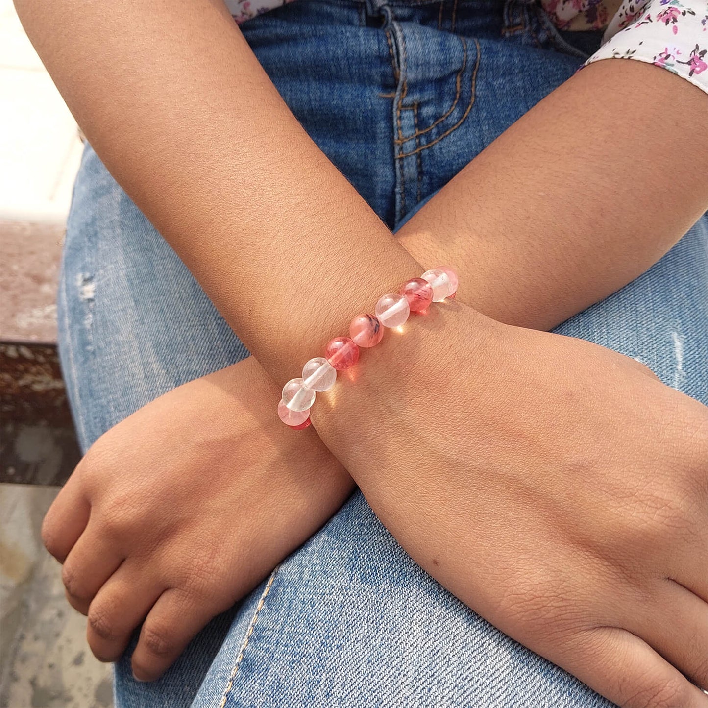 Certified Multi Cherry Quartz 8mm Bracelet