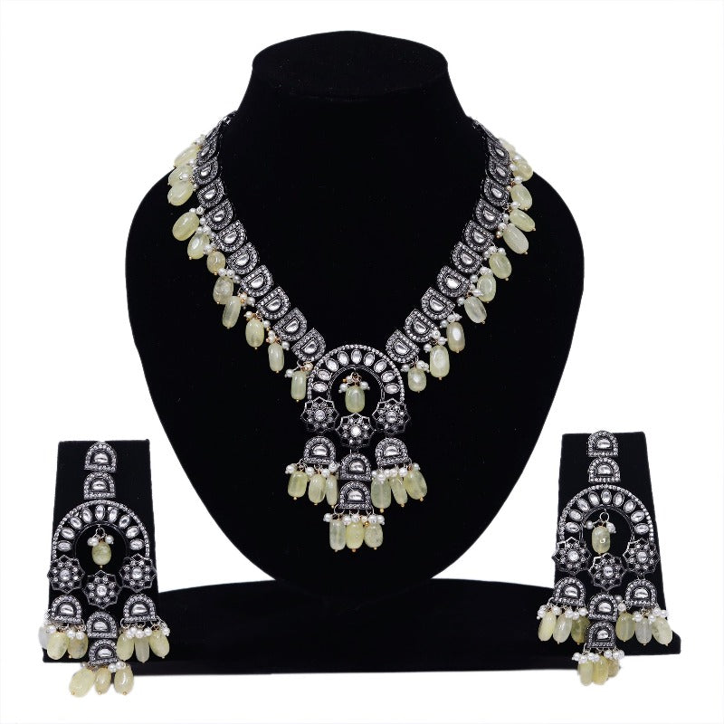 Imeora Designer Yellow Necklace Set With Handmade Dori