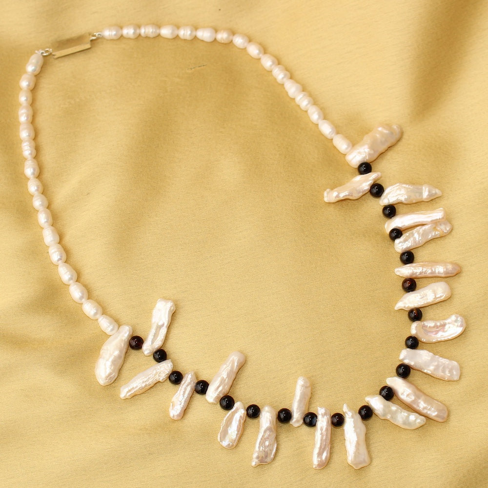 Kaia Fresh Water White Pearl Necklace Set