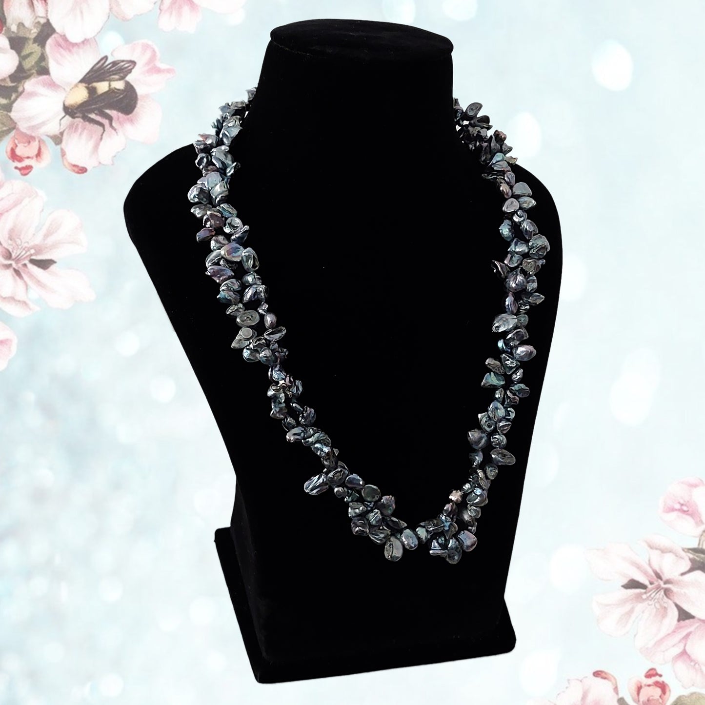 Arabella Midnight Blue Fresh Water Pearl Necklace