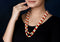 Imeora Red Golden White 8mm Double Line Shell Pearl Necklace With Golden Studs