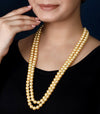 Imeora Golden 8mm Double Line Shell Pearl Necklace With Golden Studs