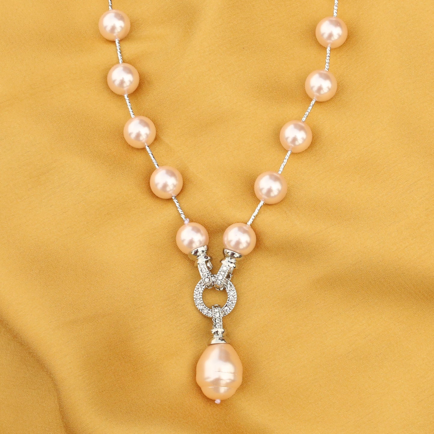 Imeora Stylish Cream Shell Pearl Necklace With Shell Pearl Pendant