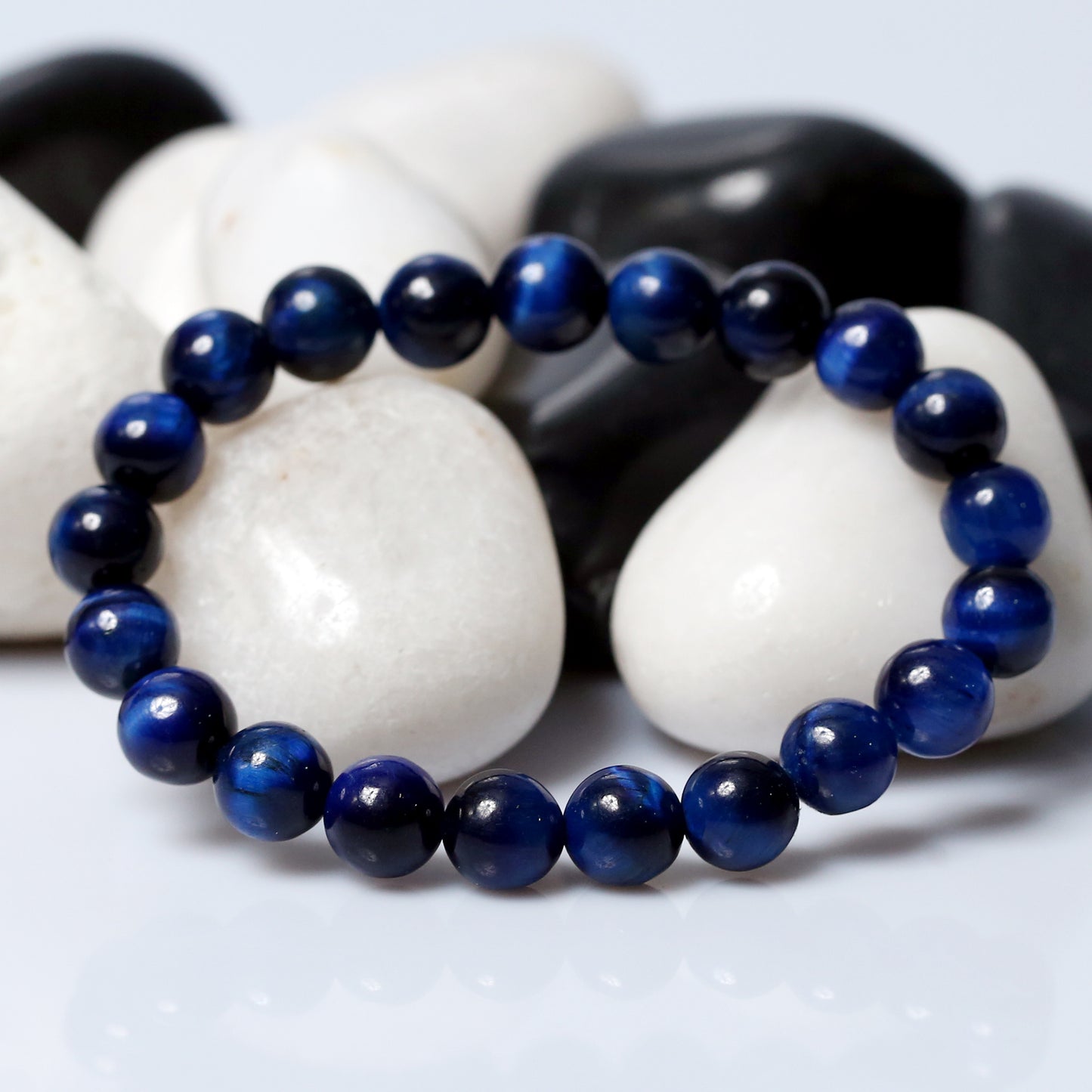 Certified Blue Tiger Eye 8mm Natural Stone Bracelet