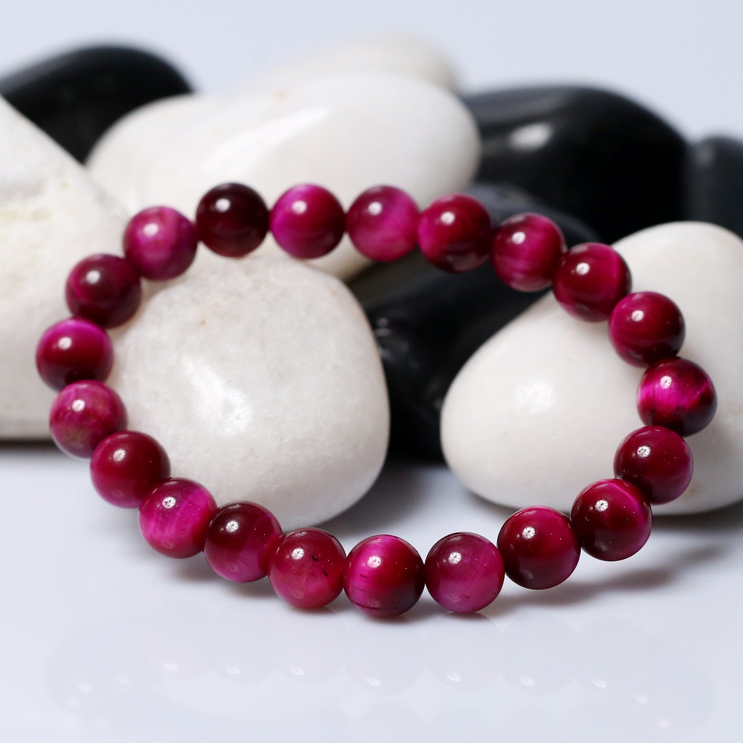 Certified Pink Tiger Eye 8mm Natural Stone Bracelet