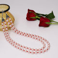 Pink Pearl Necklace With Red Beads