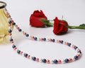 Imeora White Blue Reddish Pink 8mm Shell Pearl Necklace with 10mm Reddish Pink Studs