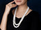 Imeora White Graduation Double Line Shell Pearl Necklace