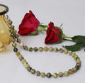 Imeora Hand Knotted Serpentine 10mm Natural Stone Necklace with 8mm Earrings