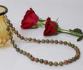 Imeora Hand Knotted Unakite 10mm Natural Stone Necklace