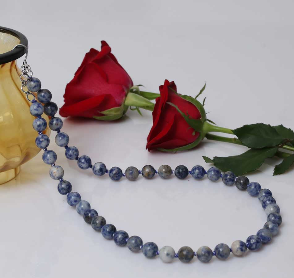 Imeora Hand Knotted Sodalite 10mm Natural Stone Necklace