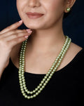Imeora Green 8mm Double Line Shell Pearl Necklace With 10mm Green Shell Pearl Studs