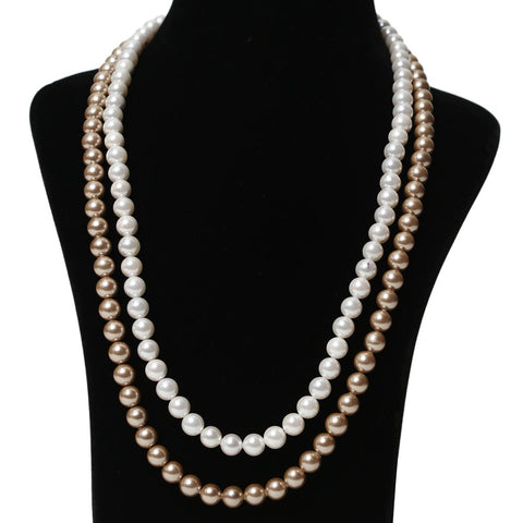 Imeora White Chocolate 8mm Double Line Shell Pearl Necklace