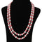 Imeora White Reddish Pink 8mm Double Line Shell Pearl Necklace