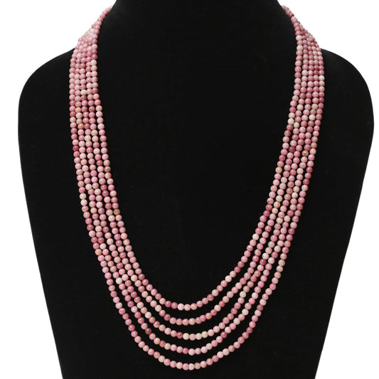 Imeora Exclusive Five Layer Rhodochrosite Natural Stone Necklace