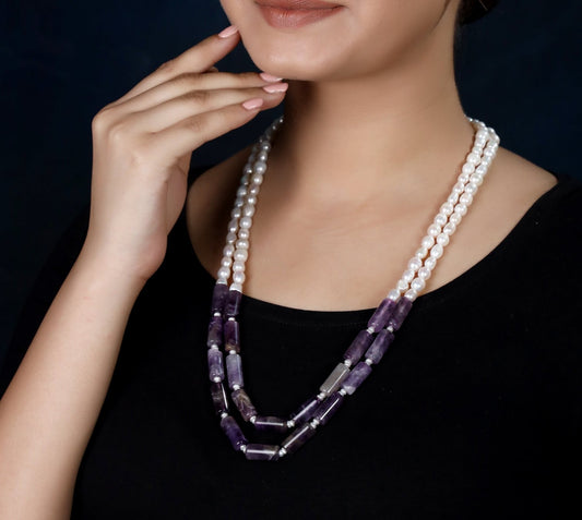 Rachel Purple And Fresh Water Pearl Necklace