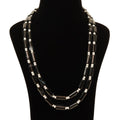 Imeora Exclusive Double Line Black Onyx And Real Pearl Necklace