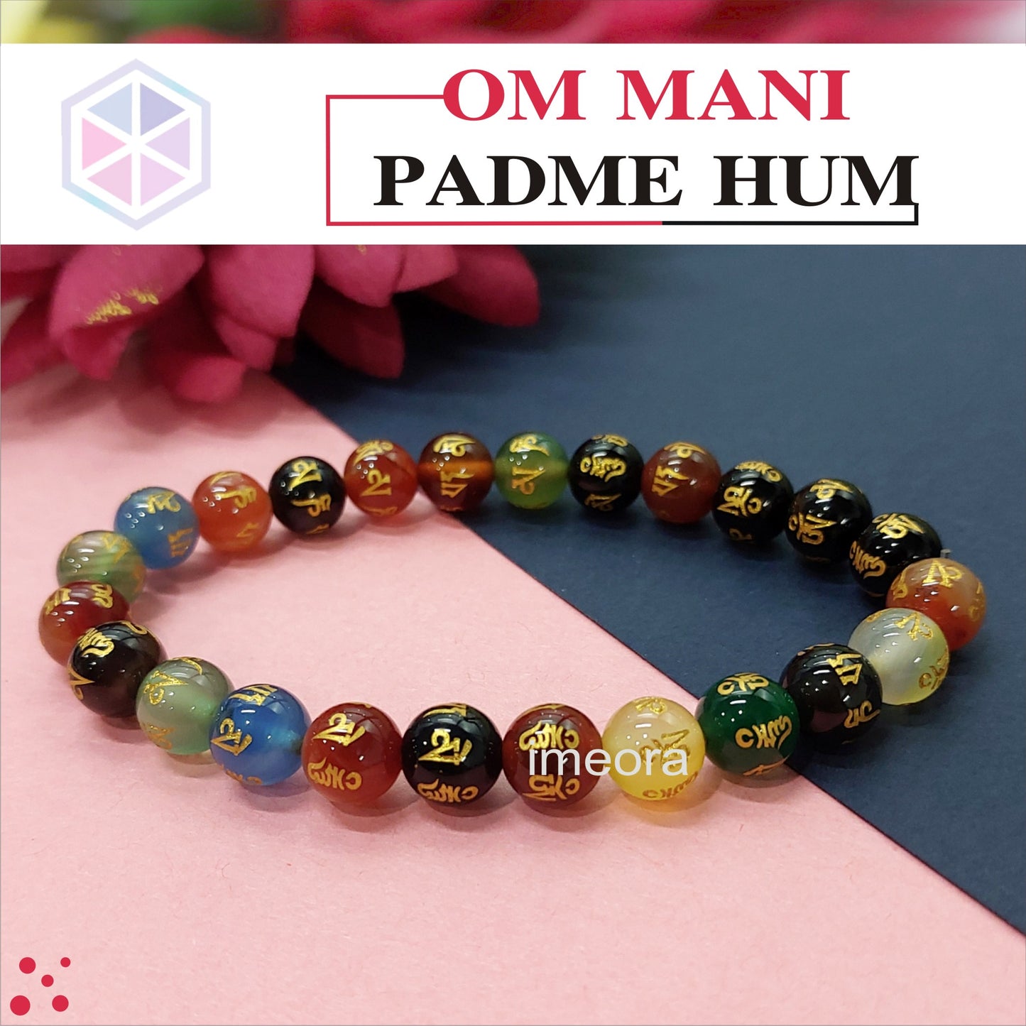 Certified Om Mani Padme Hum Multi Onyx 8mm Natural Stone Bracelet