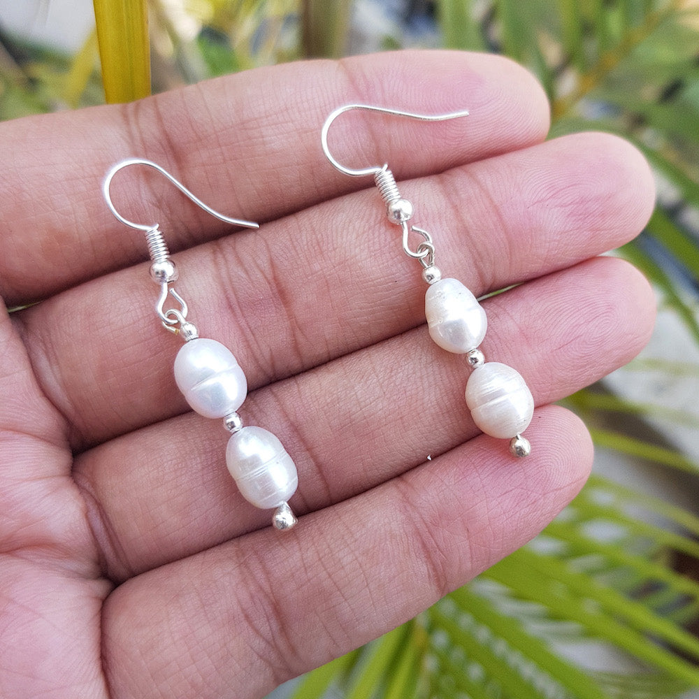 Imeora Real Pearl White Earrings