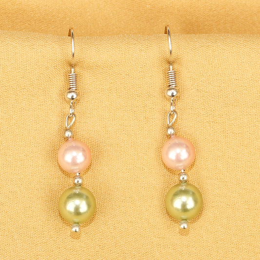 Imeora Green Pink 8mm Shell Pearl Earrings